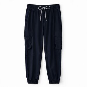 T by Talbots Woven Jogger Pants Size Large Navy Blue Cargo Pockets Stretch